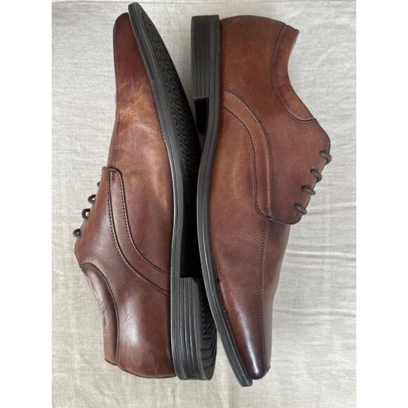 Florsheim Men's Size 10.5 D Forum Moc Toe Oxford Cognac Brown Lace Up - Picture 6 of 10